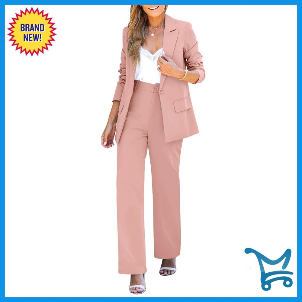 Women's 2-Piece Pant Suit Blazer High Waist Pants Business Casual Outfit